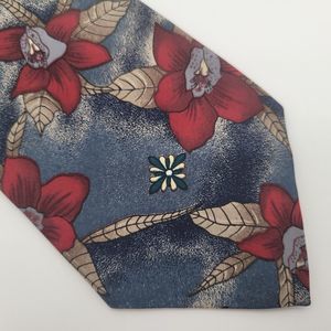 Haggar Men's Blue Red Floral Cotton Tie